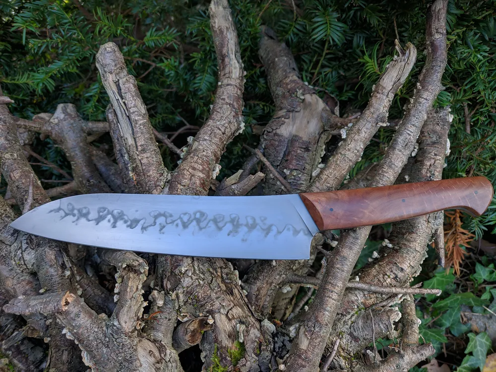 Couteau artisanal Long Bonap lame massive hamon vue gauche – Atelier sous l’éclipse