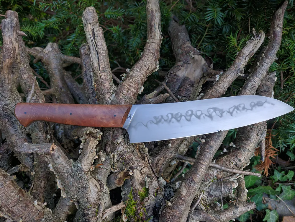 Couteau artisanal Long Bonap lame massive hamon – Atelier sous l’éclipse