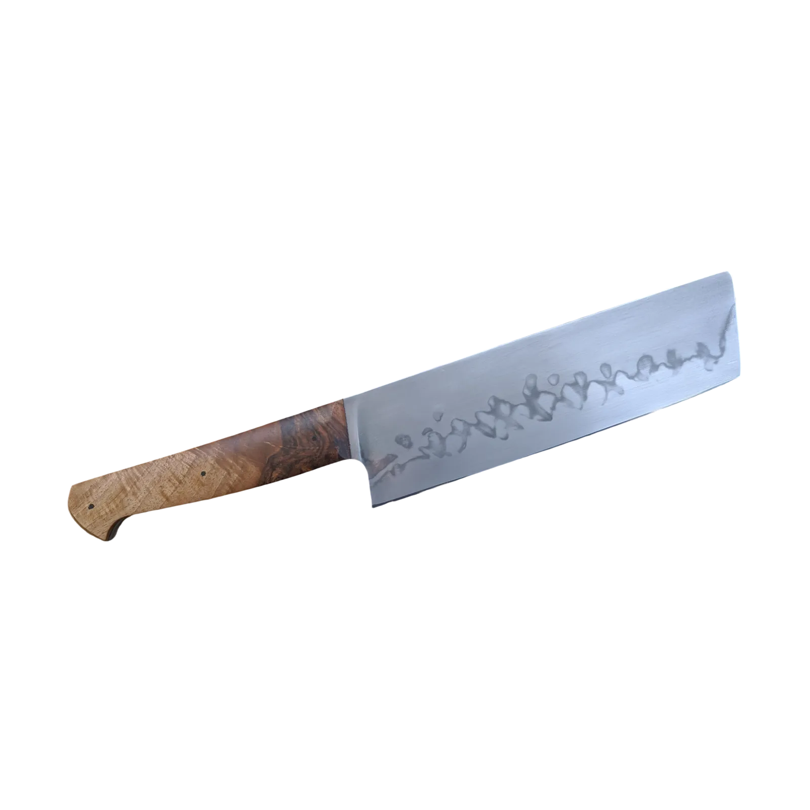 Couteau de cuisine Nakiri Atelier sous l'éclipse C125U hamon noyer stabilisé